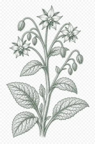 Borage botanical illustration