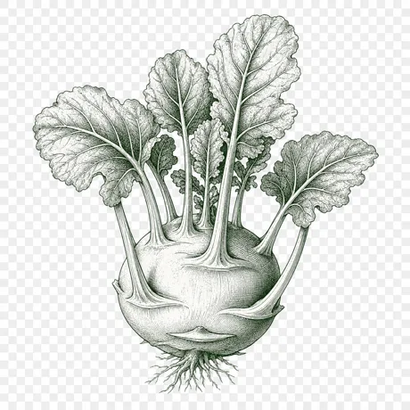 Kohlrabi botanical illustration